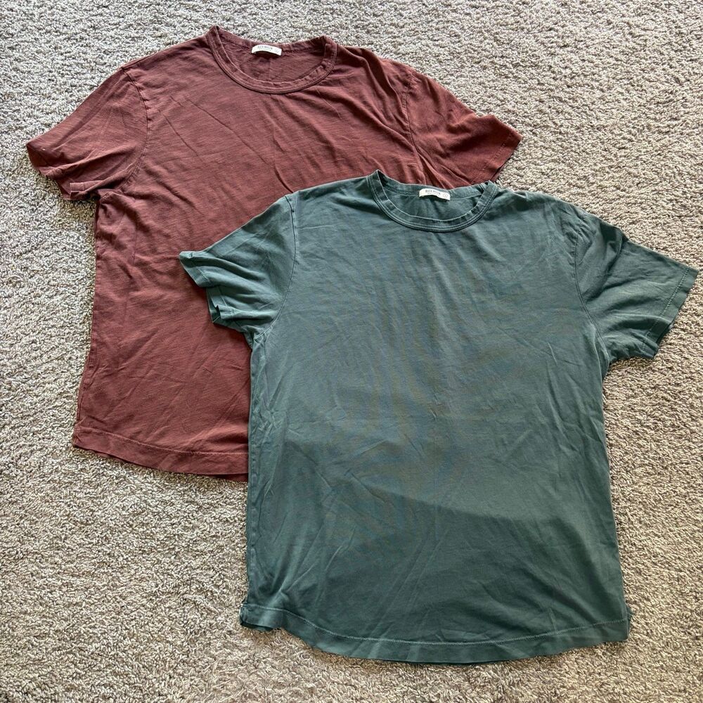 2X Buck Mason Slub Classic T Shirt Green Burgundy Red Men’s Size Large